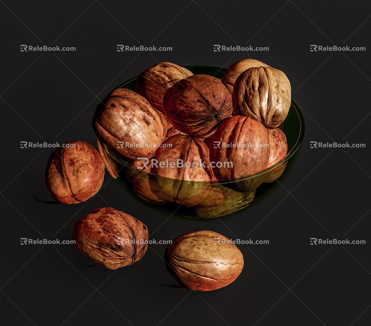 Modern Food Walnut Food Ornaments 3d model