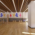 Dance Fitness Training Studio With Wooden Floor Colorful Exercise Balls And Barres