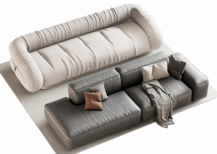 Modern double sofa multiplayer sofa corner sofa 3d model