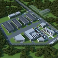 Industrial Factory Complex Aerial View With Green Surroundings Modern Buildings And Parking Area