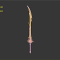 Golden Ornate Sword With Intricate Hilt And Decorative Blade Design