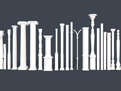 Classical Roman Columns With Various Styles And Decorative Architectural Details 3d model