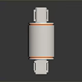 White cylindrical industrial component with orange ring and top bottom connectors