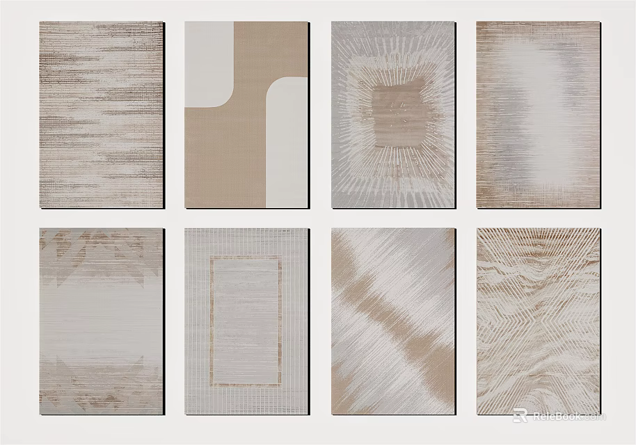 Modern Square Rugs With Textured Patterns And Neutral Tones For Home Decor 3d model