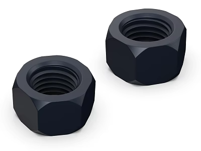 Two Black Hex Nuts High Quality Industrial Fasteners For Machinery Applications 3d model