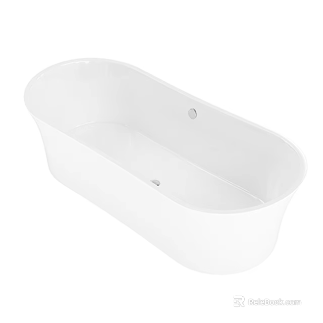 Elegant Modern Bathroom Set Featuring White Freestanding Acrylic Bathtub Design 3d model
