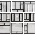 Various Modern Window Designs Featuring Glass Panels And Black Frames 3d model