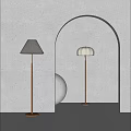 Modern Minimalist Floor Lamps With Light Shades In Gray Wall Archway Setting