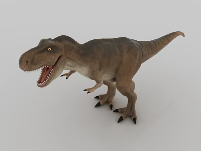 Reptile Dinosaur Tyrannosaurus Rex 3D Model With Open Mouth Sharp Teeth And Standing Pose 3d model
