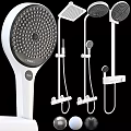 Black Shower Head System With Handheld Sprayer Rainfall Head Adjustable Brackets And Flexible Hose 3d model
