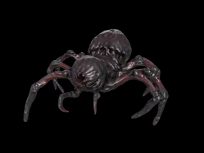 Glossy Black Reptile With Red Eye Details On Dark Background Close Up View 3d model