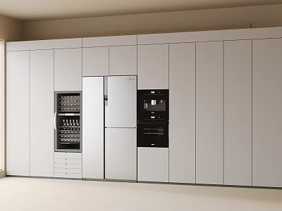 Modern White Sideboard Cabinet With Storage Drawers And Sleek Built in Design 3d model