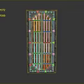 Vintage Decorative Door With Metal Grill And Ornamental Corner Accents
