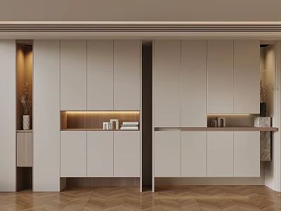 Modern White Shoe Cabinet Design With Open Shelves LED Lighting And Minimalist Style 3d model