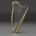 Elegant Golden Carved Harp With Classical Design And Fine Strings Musical Instrument