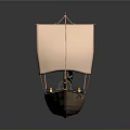 Detailed Wooden Pirate Ship Model With White Sail Jolly Roger Flag And Cannons