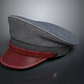 Gray Wool Casual Hat With Red Leather Brim And Classic Daily Design