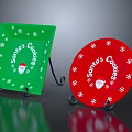 Christmas Plate Decoration With Green Red Plates Snowflake Patterns Santa's Cookies Text And Santa