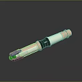 Modern Weapon With Green Glowing Tip Transparent Section White Black Grip And Pink Copper Accents