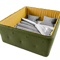 Cozy Yellow Green Pet Bed With Gray Cushion And Soft Pillows