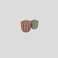 Stylish Wicker Storage Baskets With Red White And Blue Striped Design And Lids