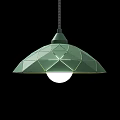 Modern Green Geometric Pendant Light Fixture With Patterned Shade And Bulb 3d model