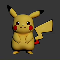 Yellow Pikachu Toy Figure With Black Ears Red Cheeks And Lightning Tail