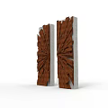 Modern Artistic Installation With Radial Cut Wood And Concrete Frames
