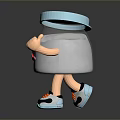 Cute Transparent Jar Game Character With Blue Lid Smiling Face Blush Cheeks And Sneakers
