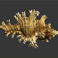 Intricate Shell Shaped Sculpture Carving With Yellow Brown Striped Wavy Texture