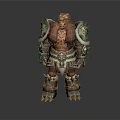 Mythical Warrior Character With Horned Creature Features Armored Body Tribal Markings And Clawed Feet