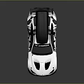 Custom Race Car With Black Roof Rack Rear Spoiler And Black White Graphics