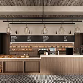 Dessert Shop Interior Design With Wooden Counter Baked Goods Display Pendant Lights And Menu Board