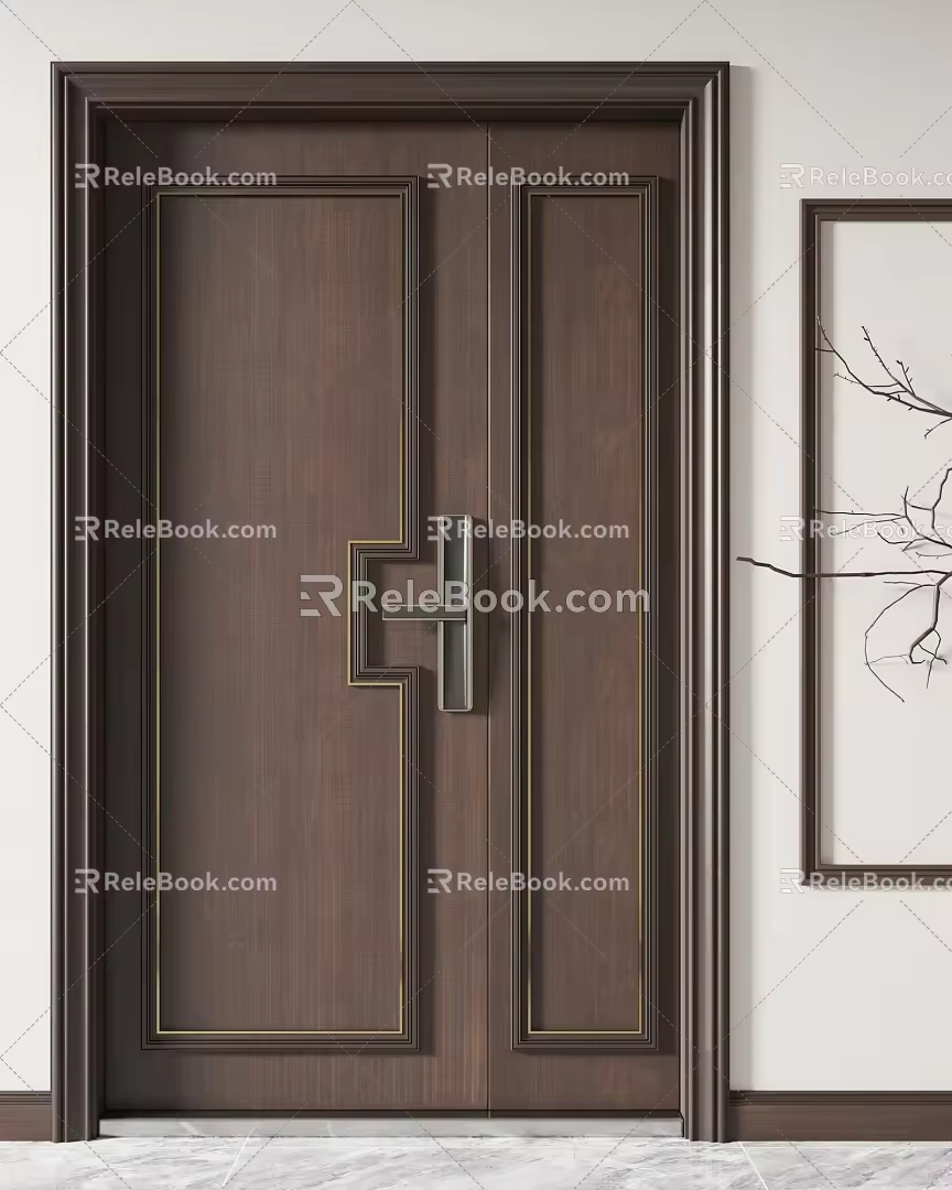 New Chinese style single door SU model 3d model