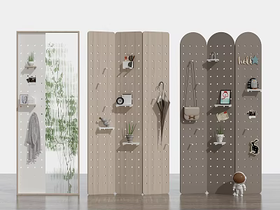 Functional Decorative Room Dividers With Wall Hooks Shelves Plants And Hanging Accessories 3d model