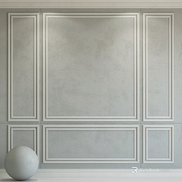Modern Decorative Grey Wall Panels With Textured Surface And Architectural Lines 3d model 