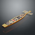 Traditional Golden Decorative Instrument With Intricate Patterns And Strings 3d model