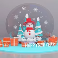 Christmas Snow Globe With Snowman Trees Snowflakes Surrounded By Gift Boxes And Red Bow