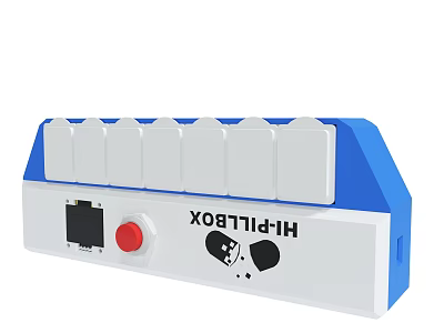 HI PELLET BOX Device With Blue Top White Slots And Red Button 3d model