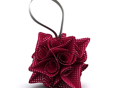 Red Rose Shaped Hanging Ornament With White Polka Dots And Metal Hook 3d model