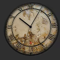 Vintage Wall Clock With Roman Numerals Aged White Dial And Antique Frame