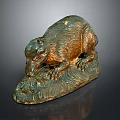 Detailed Brass Beaver Sculpture With Textured Base And Realistic Features
