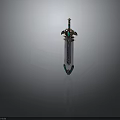 Hero Character And Mythical Creature Holding Ornate Decorative Sword With Gemstone Accents