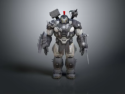 Smart Machine With Armored Exoskeleton Sci Fi Combat Weapons And Mechanical Design 3d model
