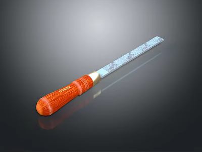 Fresh Organic Vegetables Cutting Tool With Wooden Handle Metal Blade Knife 3d model