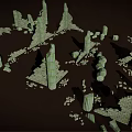 Ruined Scene Structural Components Featuring Broken Stone Pillars And Wall Debris