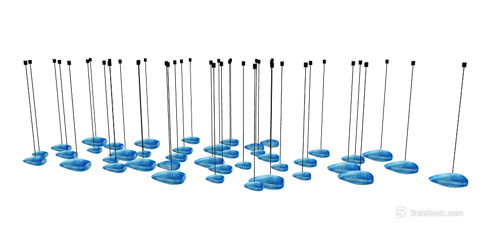 Modern Blue Pendant Lights Hanging Artistic Design For Interior Ceiling Decor 3d model