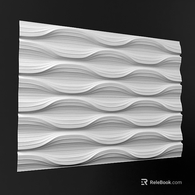 White Decorative Wall Panel With Modern Wavy 3D Texture For Interior Design 3d model 