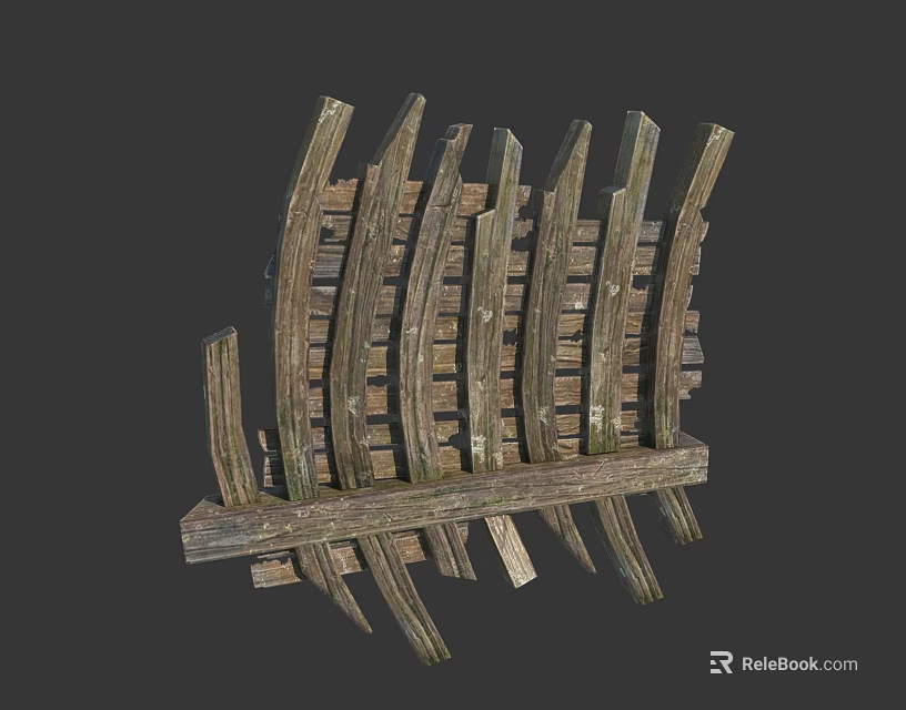 Rustic Wooden Decorative Ornament Set With Curved Slats And Natural Textured Design 3d model 
