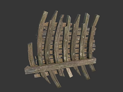 Rustic Wooden Decorative Ornament Set With Curved Slats And Natural Textured Design 3d model